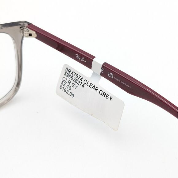 Ray Ban Unisex Full Rim Square Eyeglasses RB7074 Clear Grey Frame 52-18-145 - Picture 7 of 8